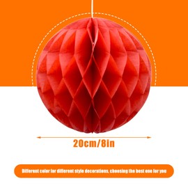Ruidee Pack of 8 Paper Honeycomb Balls 20 cm Honeycomb Balls Pompoms Made of Tissue Paper Honeycomb Paper Balls Hanging Decoration for Party Wedding Birthday (8 inches / Red)