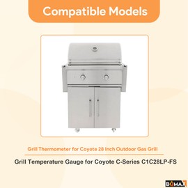 Grill Thermometer for Coyote C-Series 28 Inch Outdoor Gas Grill, Temperature Gauge for Coyote C-Series C1C28LP-FS Coyote 2 Burner Barbecue, Grill Thermometers for Coyote Grill Parts