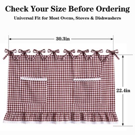 Farmhouse Oven Skirt Curtain for Door, 21.6" W x 30" L