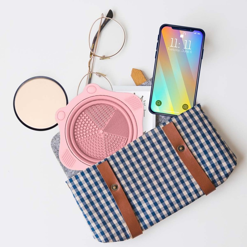 Foldable Silicone Makeup Brush Cleaner Pad Bowl, YalsFTY Portable Mat