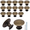SWZHAI 16 Pack Antique Brass Cabinet Knobs, Round Dresser Knobs