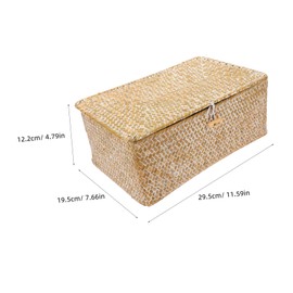 STOBAZA Bamboo Storage Boxes Lids Seagrass Wicker Baskets under Bed Storage Organizers Laundry Hamper Lid