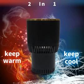 SAILINGFLO Soporte para Tazas de Coche para calefacción y Bebidas refrigerantes, Calentador Inteligente para café, Bebidas, Leche (Negro con Dorado)