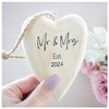 Mr & Mrs Est 2024 Solid Wood Tree Xmas Decoration.