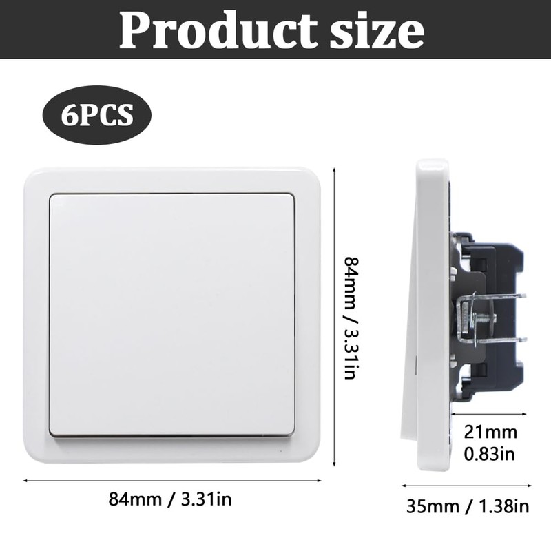GOIYZTTR Flush-Mounted On/Off Switch Toggle Switch Light Switch All-in-One White