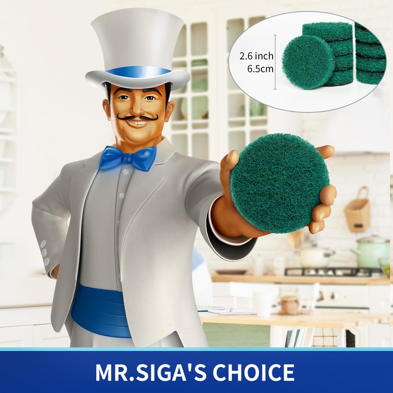 MR.SIGA Heavy Duty Pad Refills for Electric Spin Scrubber, 10