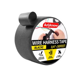 Flame Retardant Self-Adhesive Wire Harness Tape with Adhesive Backing, 2 Rolls High Friction Split-Loom Wrap for Automotive Engine Harness, Sound Deadening & Cable Management - Black, 3/4"x 50 Feet