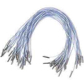 30Pcs Elastic Barbed Cord with Metal Ends | 32CM White Stretch Round String for Masks, Party Hats, Book Binding | DIY Craft Lanyard Loop Fastener