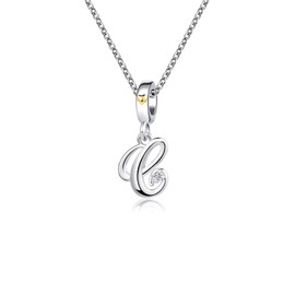 KunBead Jewelry Children's Initial Necklace Letter C Pendant Mother Daughter Name Love Mum Crystal Pendant Necklace Sale