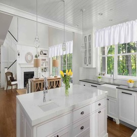 Ladity White Valance for Window Kitchen Valance Curtains for Bedroom Living Room Rod Pocket Farmhouse Valance Only 52 X 18 Inch Long 1 Blackout Panel