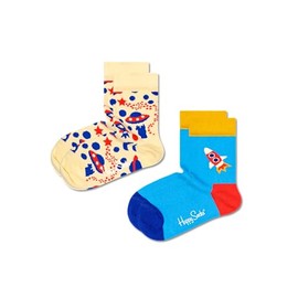 Happy Socks 2-Pack Kids Into Space Sock, Light Yellow