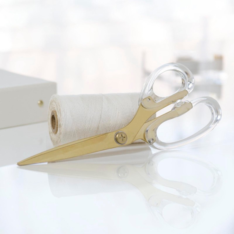 russell+hazel Acrylic Scissors, Left or Right Hand, Clear and Gold-Toned,