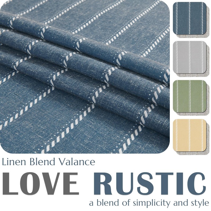 jinchan Nautical Valance Striped Linen Curtain 16 Inch Farmhouse Room