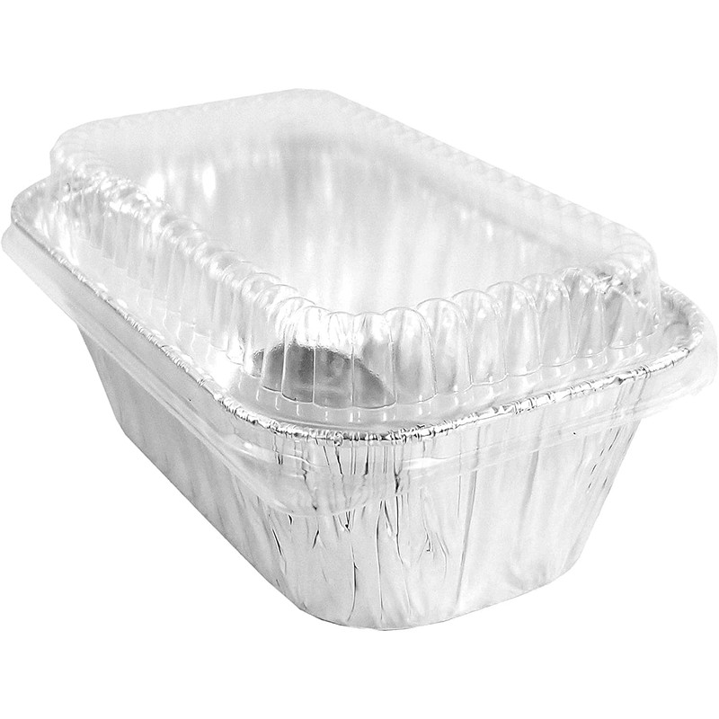 HFA Aluminum Foil Mini-Loaf/Bread Baking Pan w/Clear Low Dome Lid