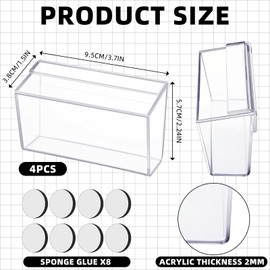 Kolldenn 4 Pieces Business Card Holder with Lid, Wall Mount Outdoor Acrylic Business Card Box, Clear Waterproof Holder with Tape for Outdoors Office Desktop Countertop Store