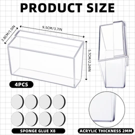 Kolldenn 4 Pieces Business Card Holder with Lid, Wall Mount Outdoor Acrylic Business Card Box, Clear Waterproof Holder with Tape for Outdoors Office Desktop Countertop Store