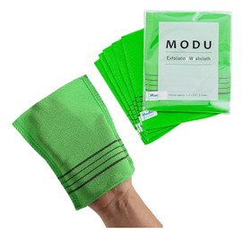 Modu - Manopla de baño con exfoliante italiano (tamaño normal, elimina la piel muerta), Verde, 6 piezas