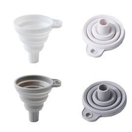 2 Pack Silicone Collapsible Funnel Flexible,Foldable,Kitchen Funnel for Water Bottle Liquid/Powder Transfer Wide Mouth Hopper Food Specialty Tools & Gadgets Grade Gray and White