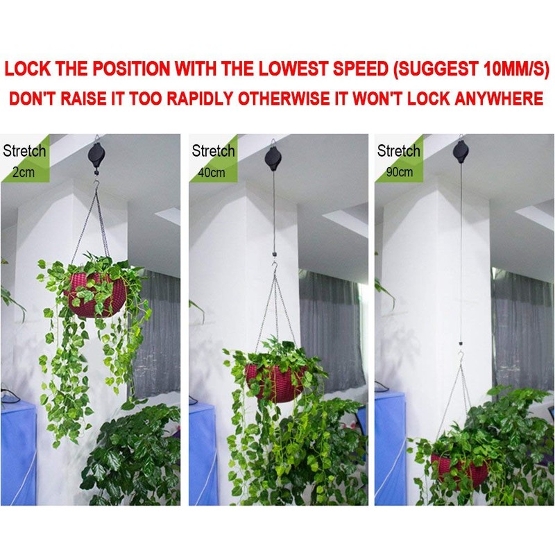 Lythor Pack Plant Hook Pulley, Retractable Plant Hanger Easy Reach