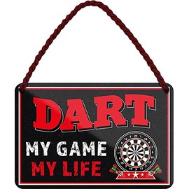 schilderkreis24 Dart Funny Saying "Dart My Game My Life" Decorative Metal Sign Hanging Sign for Bar Counter Pub Gift for Birthday or Christmas 18 x 12 cm