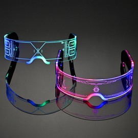 Oybete 2 Pairs LED Light Up Glasses For Holiday Party LED Glasses For Adult Kids Futuristic Sunglasses Cosplay Costume Festival Accessories Multi Color Neon Glasses,Gifts(Fashion Glasses)