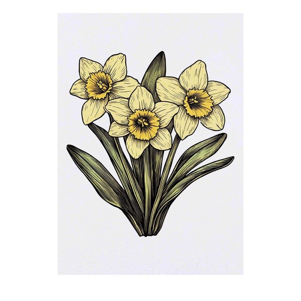 ' Three Daffodils' Temporary Tattoo - Water Resistant, Skin-Safe, Non-Toxic