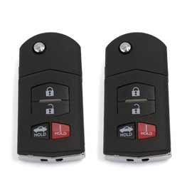 X AUTOHAUX 2pcs 4 Button Replacement Smart Keyless Entry Remote Flip Key Fob Key Shell Case for Mazda 3 5 RX-8 CX-7 CX-9 2003-2013