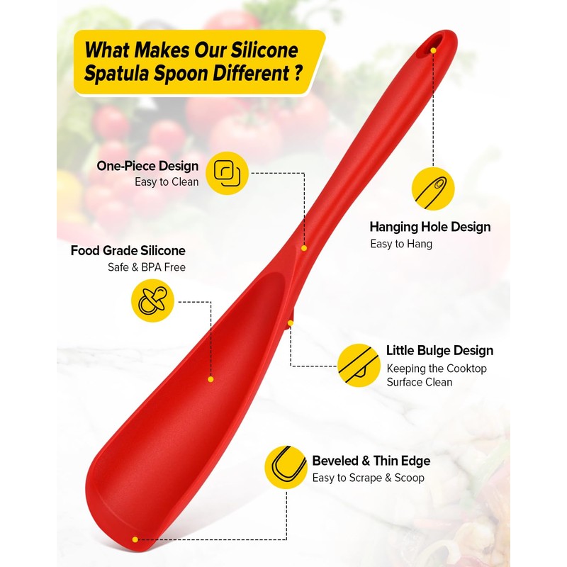 Pack of 2 Cooking Spoons for Non Stick Cookware, Multifunction