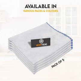 MegaTrend Dish Cloth - Pack of 5 Heavy Duty 100% Pure Cotton Dish Cloths - Super Absorbent Double Layered Washing Kitchen Cloth - Machine Washable Cleaning Cloths for Home - Size: 30x30cm || Pack of 5