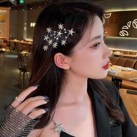 Glitter Gold Star Hair Clips for Styling Clip for Girls Rhinestones Star Hair Barrette for Women Girls Star Hair Pins Bridal Hair Accessories for Wedding Party Prom Costume