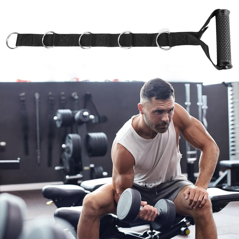 QWORK Fitness Metal Gym Handles with 5 Adjustable D-Ring Buckles
