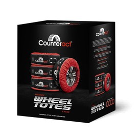 Counteract Tire Cover 4 Pack - Black & Red Oxford Fabric 600D - Size M (12-19") - Ideal RV Tire Covers and Tire Covers for Trailers, Cars, Trucks, SUV - Handlebar, Window Card, Tire Identifying Image