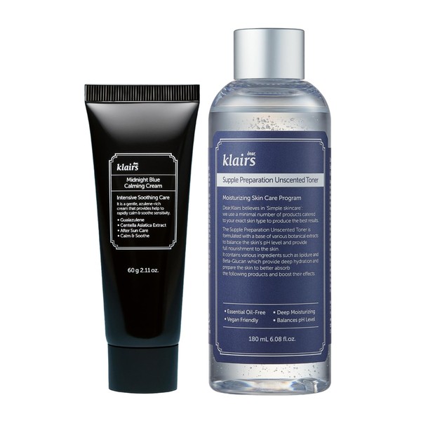 Klairs Medium Sensitive Skin 2-Piece Set, A, Blue, Calming Cream,