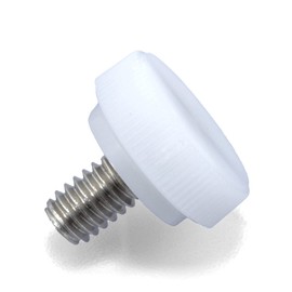 #8-32 x 1/4" Thumb Screw Stainless Steel - White Knurled Round Plastic Knob - Standard/Coarse Thread Thumbscrew - Length: 0.250" - Proudly Built in USA - Package of (25)
