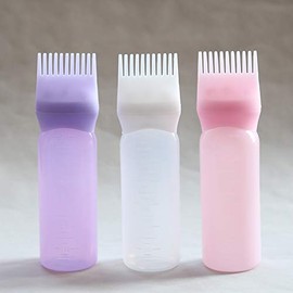 Towarm Blue White Purple 3pieces Comb Applicator Bottle 6 Ounce Bottle Comb with Graduated Scale for Hair Dye Coloring Scalp Treatment Essential (3pcs)