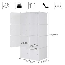 4-Tier Closet Storage Cabinet - White, 8-Cube, Hanging Rod & DIY Modular