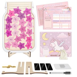 Yoink Unicorn Magnetic Reward Jar Set, Star Jar Reward System for Kids with 24 Colourful Star Tokens and Magnetic Dry Erase Chore Chart, Home and Classroom Management Tool for Good Behavior