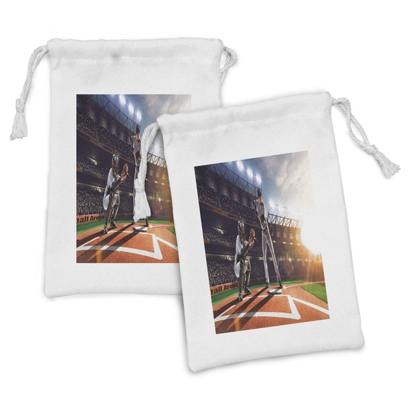 Ambesonne Teen Room Fabric Pouch Set of 2, Professional Baseball