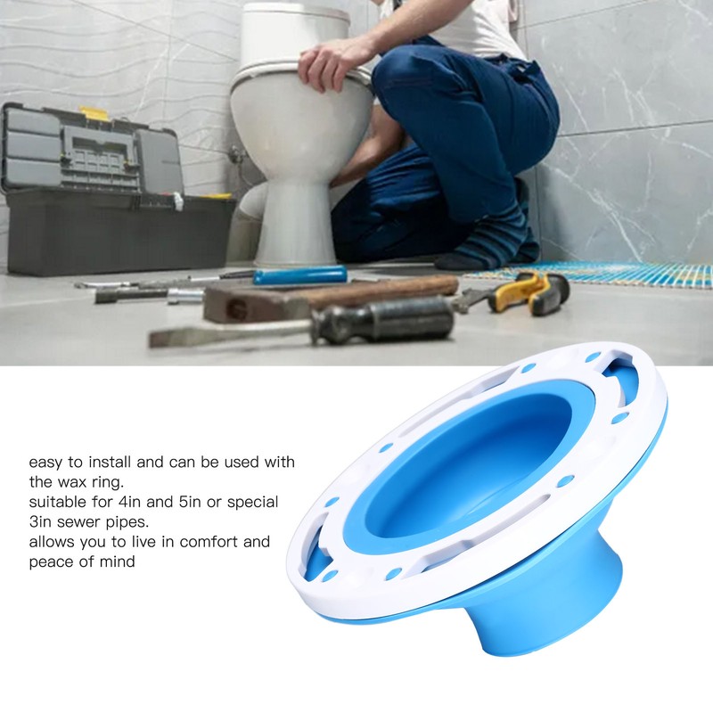 Toilet Flange Repair Kit Blue Durable Silicone ABS Easy Installation