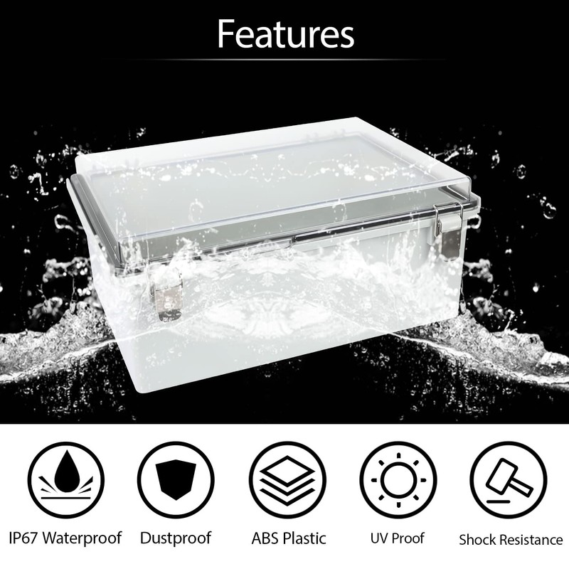 LeMotech Electrical Box, IP67 Waterproof Hinged Clear Cover Stainless Steel