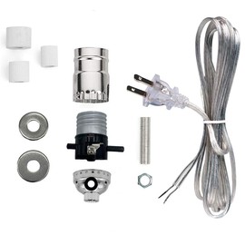 Creative Hobbies Silver Finish Bottle Lamp Kit with 3 Rubber Adapters for Wine, Liquor Bottles, Jugs and More