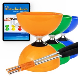 Juggle Dream Carousel Diabolo Juggling Set - Triple Ball Bearing Axle - with Aluminium Rods and Online Learning Video - Juggling (Orange)