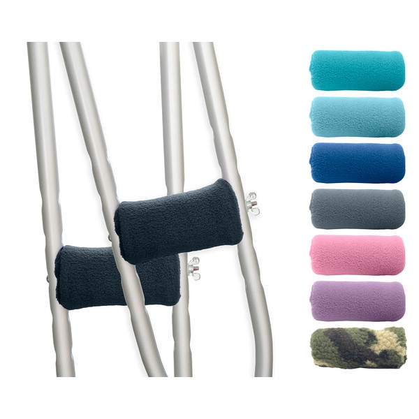 Universal Crutch Hand Grip Covers - Luxurious Soft Fleece with Sculpted Memory Foam Cores (Black) …