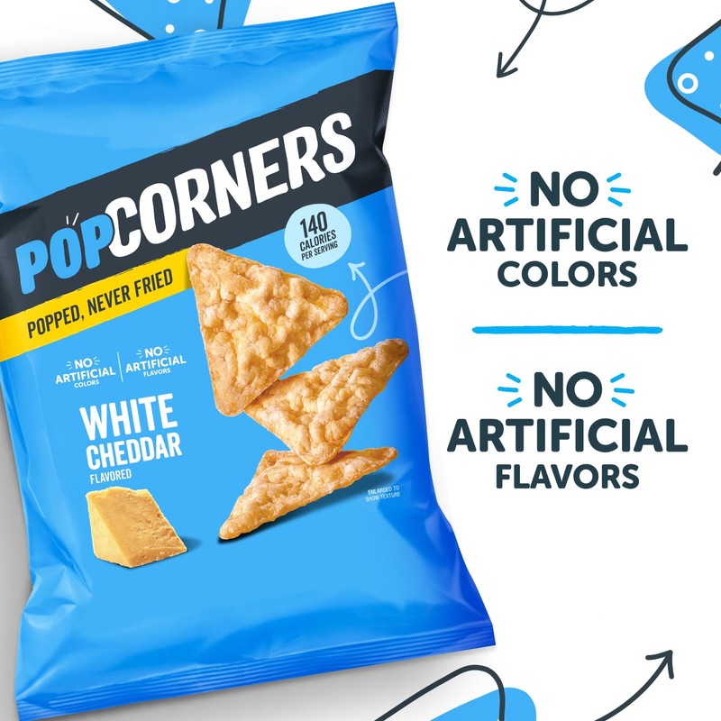 PopCorners Popped Corn Snacks, White Cheddar, 1 Ounce (Pack of