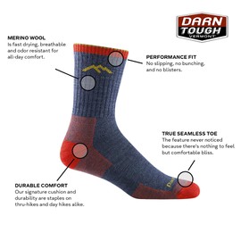 Darn Tough Men's Hiker Midweight Micro Crew Sock (Style 1466) - Rye, Medium