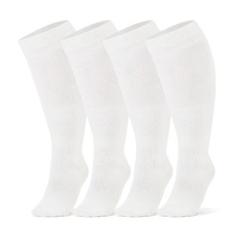 Breslatte Wide Calf Compression Socks for Women Men Plus Size 10-14 mmHg Circulation Knee High Support Stockings 4Pair-05 White X-Large-XX-Large
