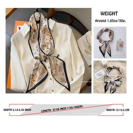 Livrerpi Silk Feeling Head Scarf Fashion Satin Hair Scarf Square Scarves for Women Gifts 27.5×27.5 inches, 03 Flower Black Edge 5.12 X 59 Inch, One Size