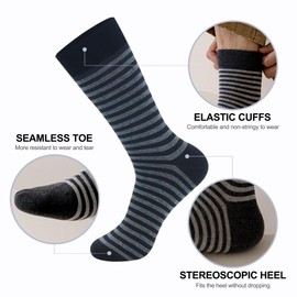 Ivyhouse Mens Dress Socks 6 Pack Classic Cotton Crew Socks Blue Dress Socks for Men Plain Color Socks Breathable and Sweat-absorbing for Shoe Size 9-13, 6 Pairs