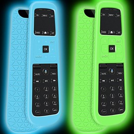2pack Protective Case Cover for AT&T TV Now DirecTV Receiver Remote Control Voice Control C71KW,for AT&T TV Now DirecTV Remote Back Shockproof Silicone Cover Holder Skin Protector-Glowblue+Glowgreen