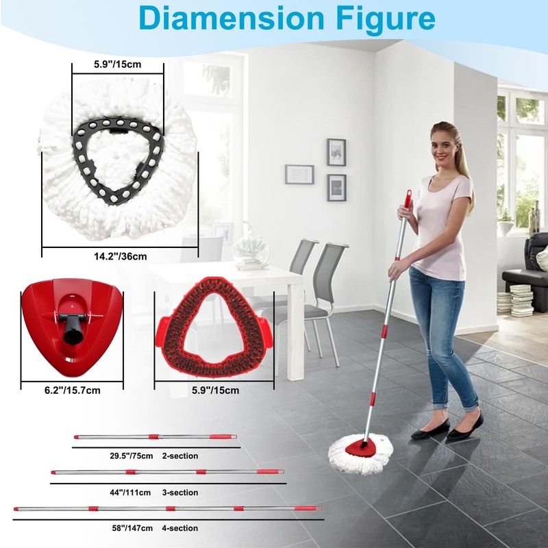 Spin Mop Head and Brush Replacement Compatible for O Cedar